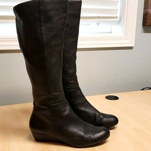 Jessica Simpson tall leather wedge boots size 9